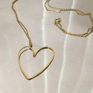 Dainty Gold Wire Heart Long Necklace